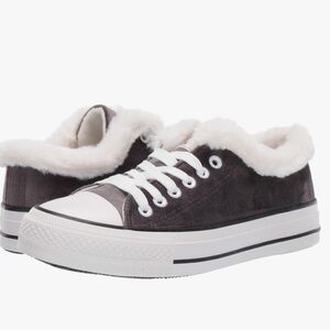 PJ Salvage Gray Velour fleece lined low top sneakers